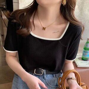 Squareneck Contrast Trim Tee